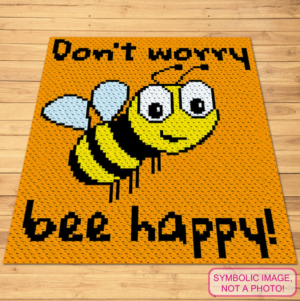 Crochet Bee Pattern, Bee Happy BUNDLE: C2C Crochet Pattern, Crochet Bee Pillow Pattern