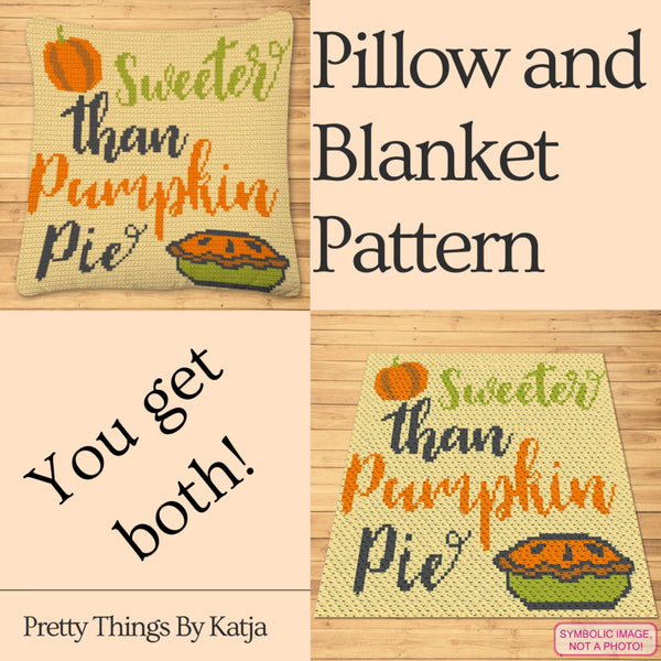 Sweeter Than Pumpkin Pie Crochet BUNDLE: Crochet Pillow Case, C2C Crochet Graphgan