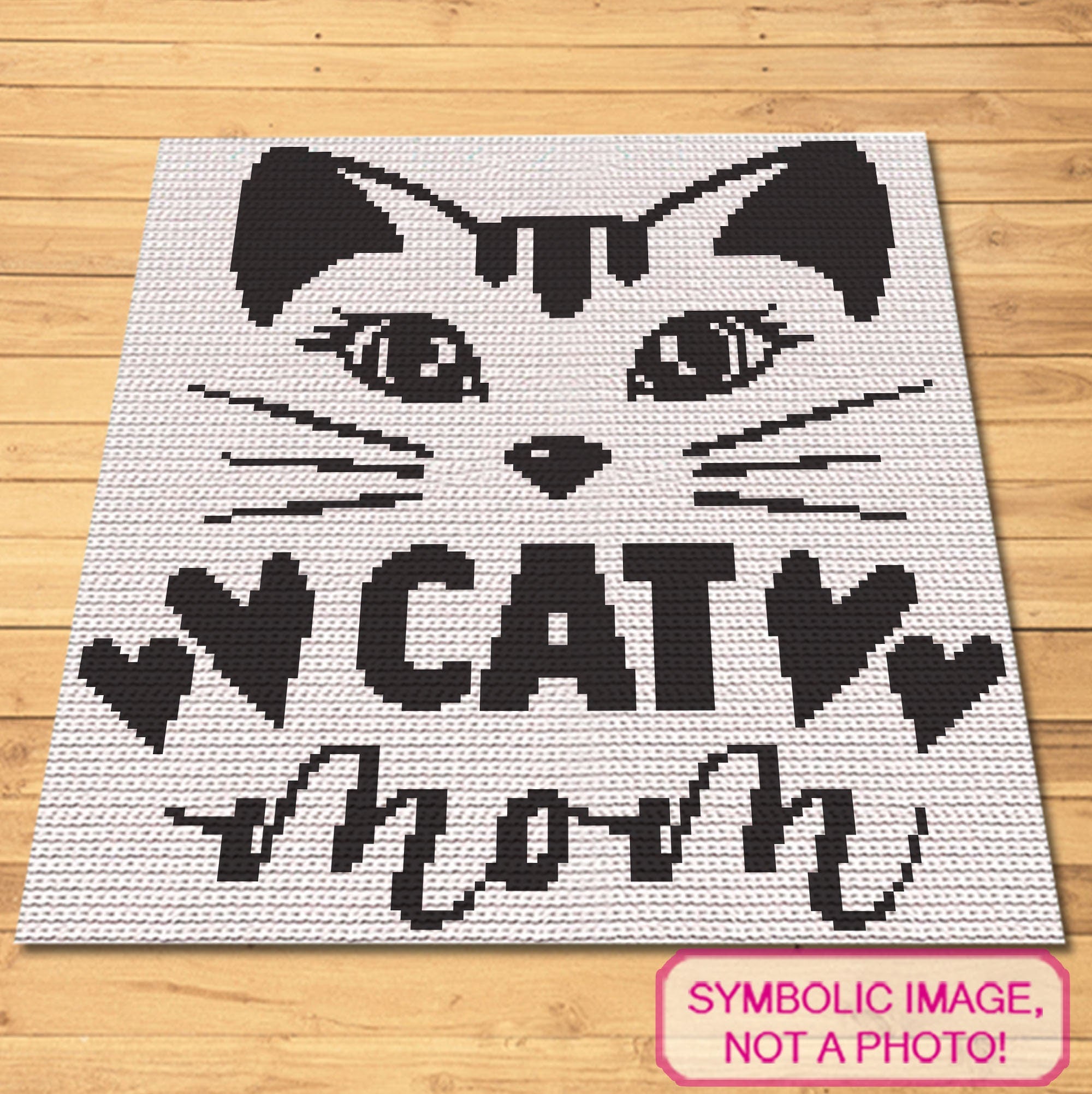 Cat Mom - Tapestry Crochet Cat Blanket Pattern, Crochet Cat Pillow