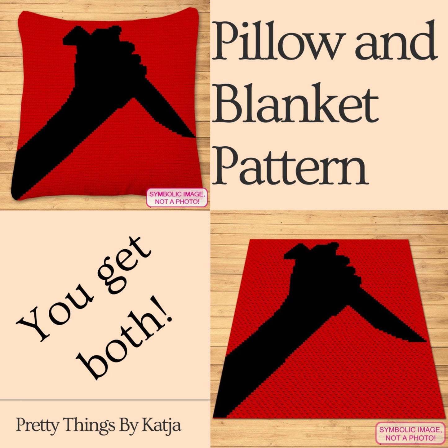 Psycho Knife Crochet Pattern BUNDLE: C2C Afghan Pattern, Crochet Pillow Pattern