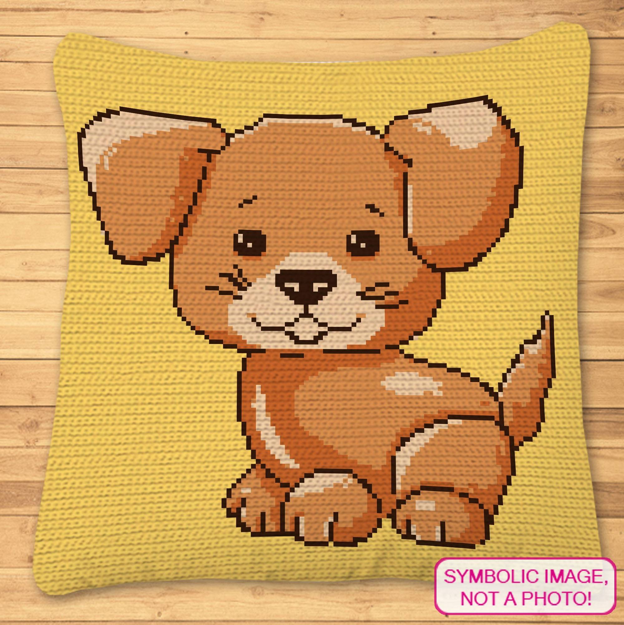 Tapestry Crochet Dog Blanket, Cute Puppy Crochet Pillow Pattern