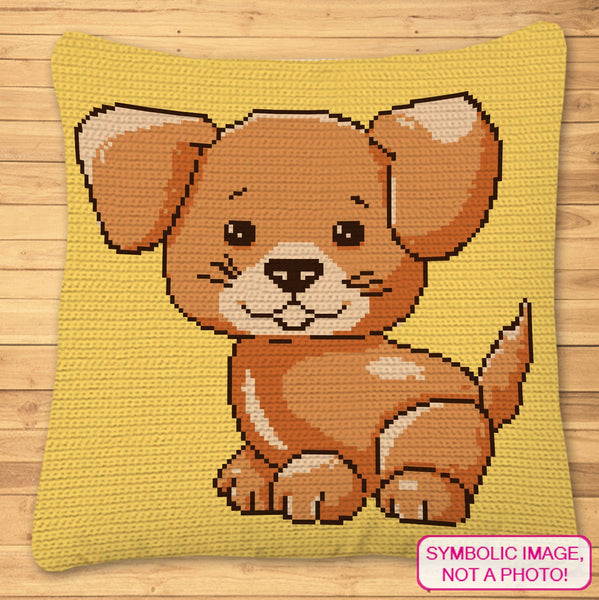 Crochet Dog Blanket, Cute Puppy Crochet BUNDLE: Crochet Pillow Pattern, C2C Crochet Blanket Pattern