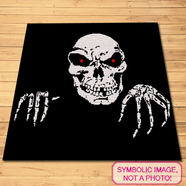 Halloween Crochet Blanket, Tapestry Crochet Skeleton Pattern