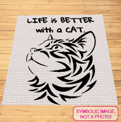 Life is Better with a Cat Crochet Blanket Pattern