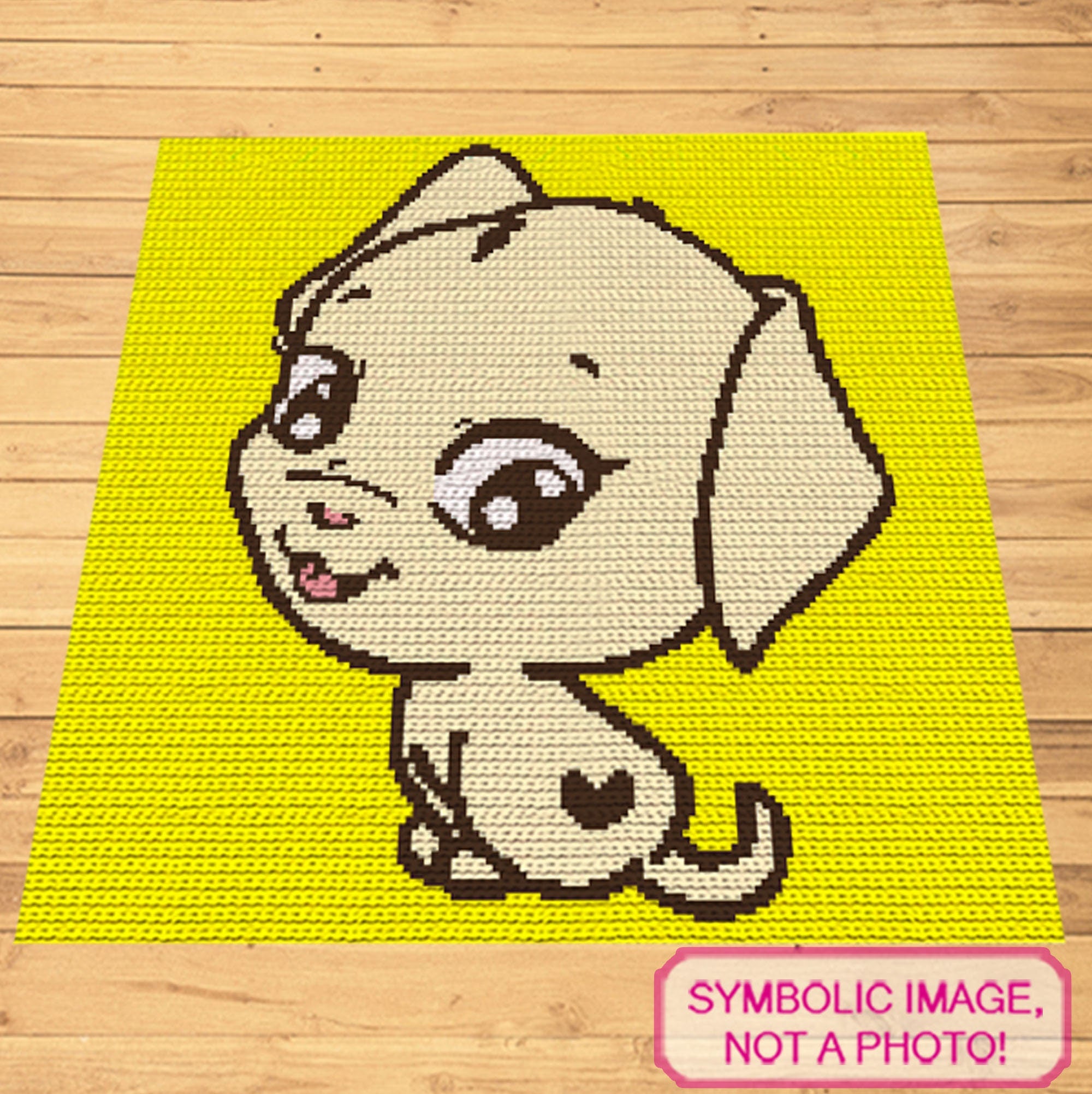 Cute Dog with Heart Crochet Blanket Pattern, Crochet Dog Pattern