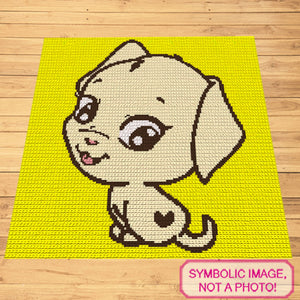 Cute Dog with Heart Crochet Blanket Pattern, Crochet Dog Pattern