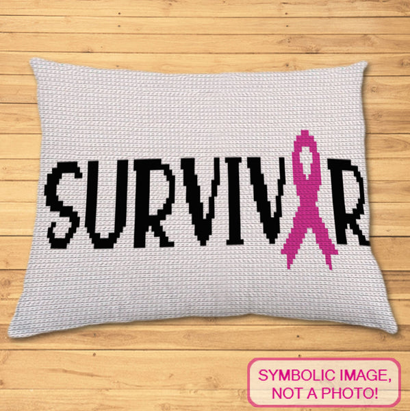 Survivor Pillow Crochet Pattern, Chemo Crochet, Pink Ribbon Pattern