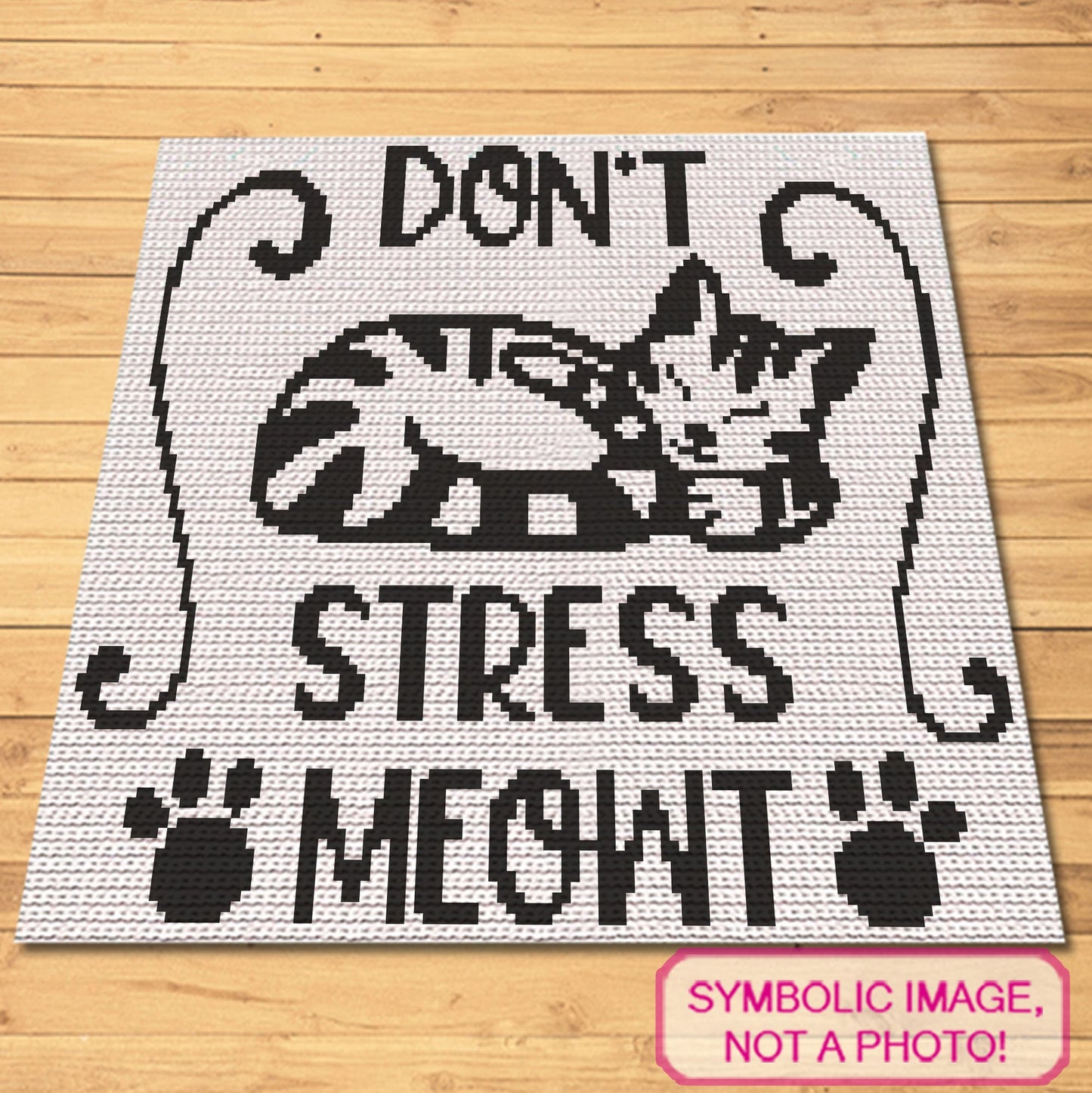 Don't Stress - Crochet BUNDLE: C2C Cat Blanket Pattern, Crochet Pillow Pattern