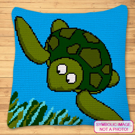 Crochet Turtle Pattern - Tapestry Crochet Blanket Pattern, Crochet Pillow Pattern