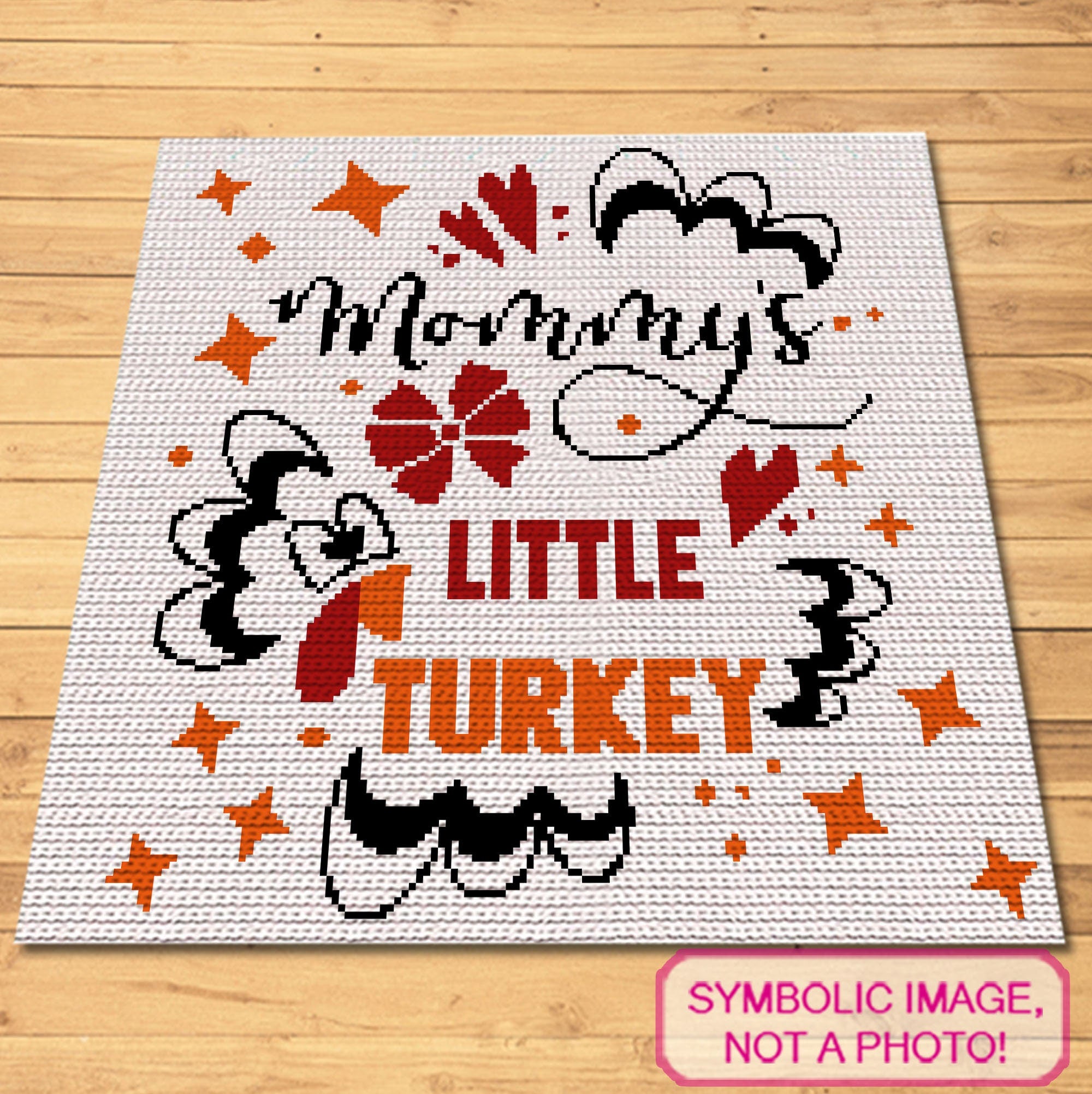 Little Turkey, Thanksgiving Crochet Pattern, Crochet Pillow Cover, Crochet Baby Blanket Pattern