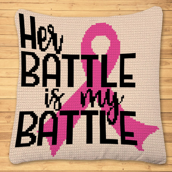 Her Battle in My - Cancer Crochet Blanket Pattern, and Crochet Pillow