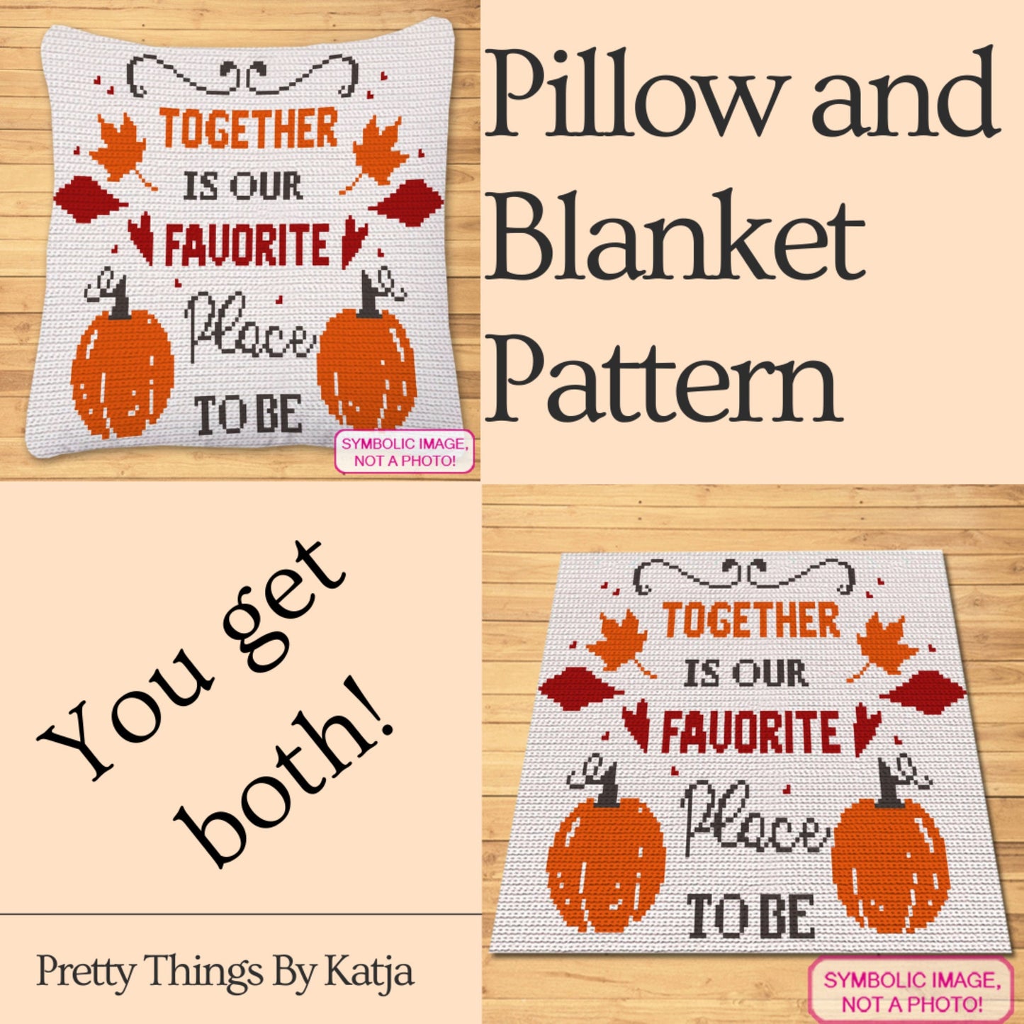 Together is Our Favorite Place - Thanksgiving Crochet Blanket Pattern, Fall Crochet Pillow