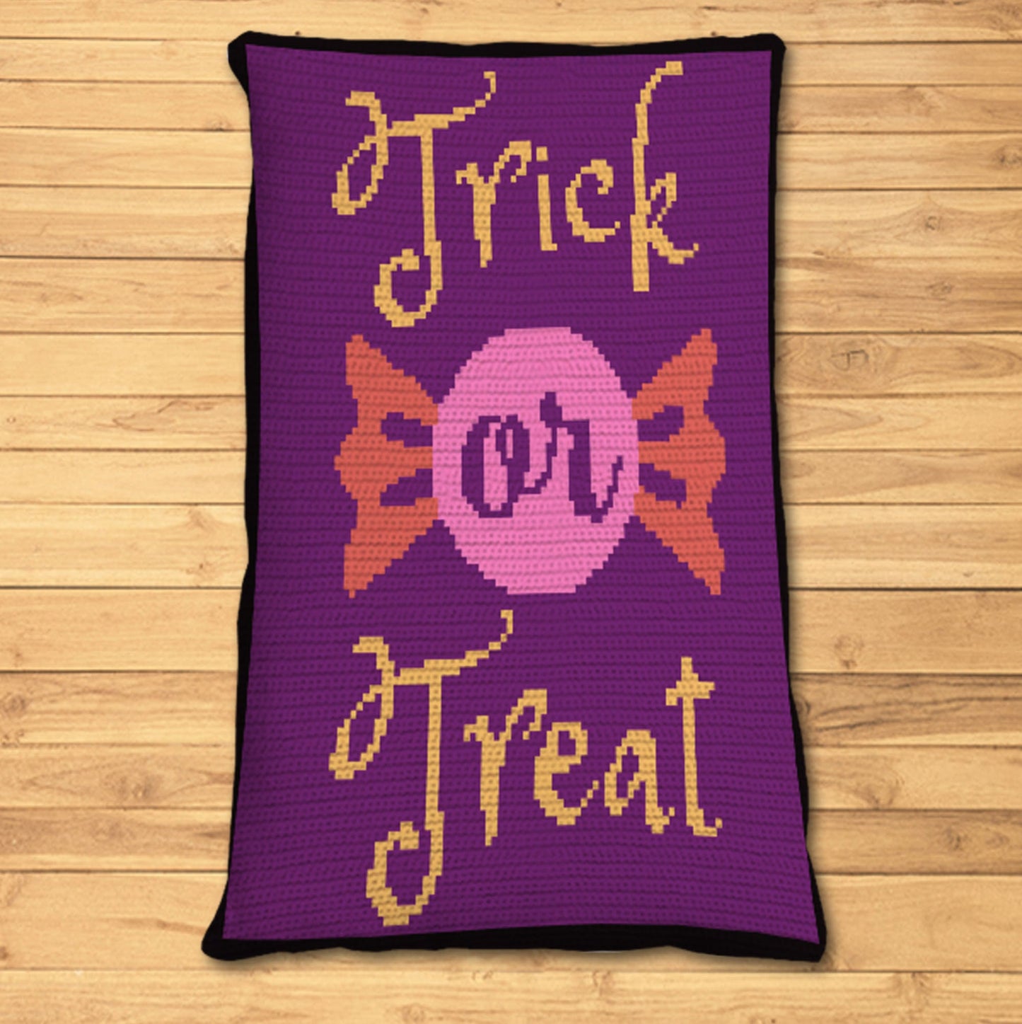Trick Or Treat Halloween Crochet Blanket, Crochet Pillow Pattern