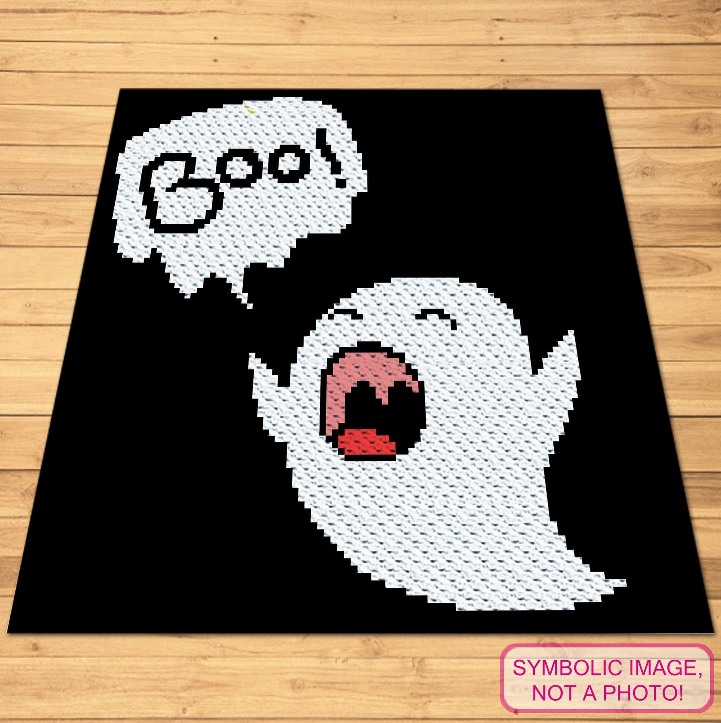 Boo Halloween Crochet Ghost Pattern, Crochet BUNDLE: C2C Blanket Pattern, Crochet Pillow Pattern