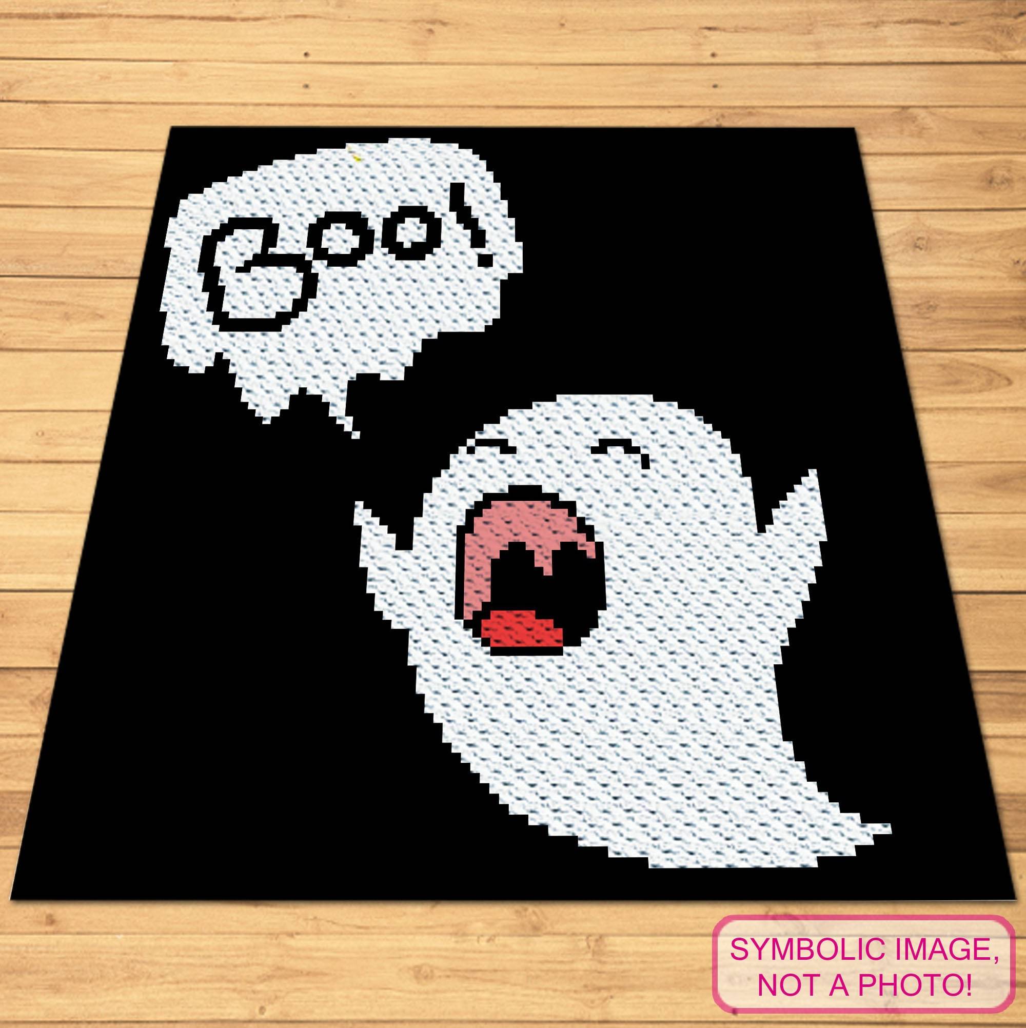 Boo Halloween Crochet Ghost Pattern, C2C Blanket Pattern