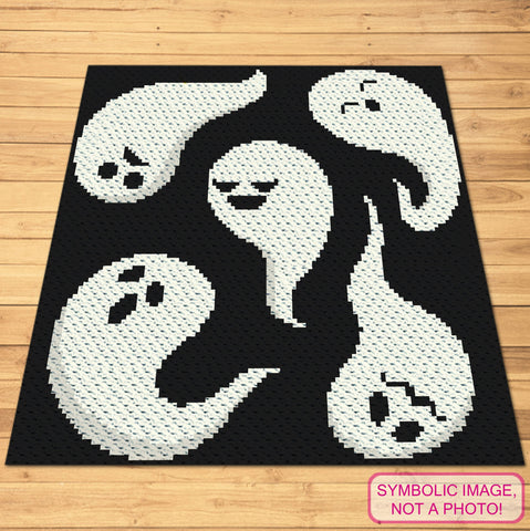 Crochet Ghosts - Halloween C2C Crochet Blanket Pattern