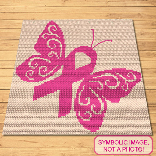 Lupus Awareness Butterfly Crochet Pattern (Tapestry) - Cancer Crochet Blanket Pattern, Crochet Pillow Pattern