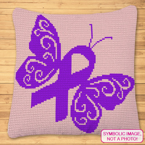 Lupus Awareness Butterfly Crochet Pattern (Tapestry) - Cancer Crochet Blanket Pattern, Crochet Pillow Pattern