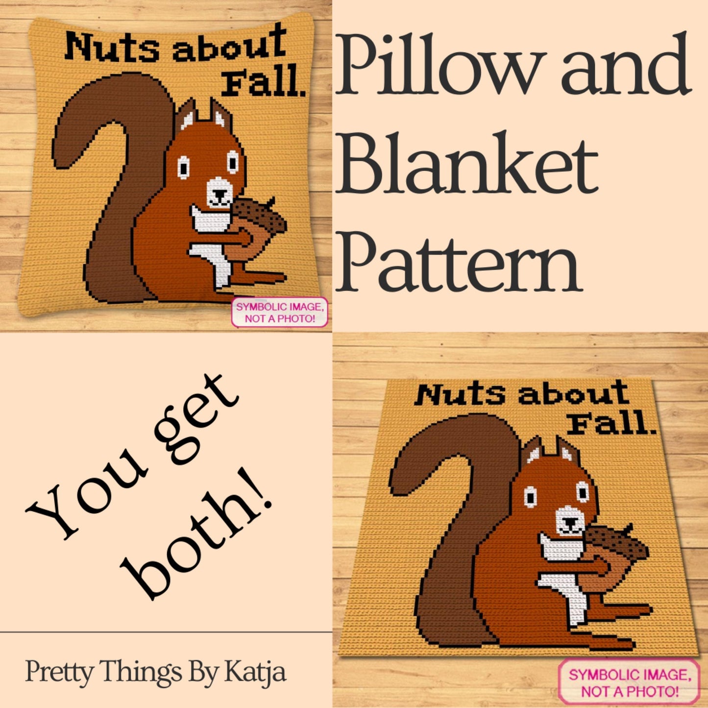 Nuts About Fall Crochet Pattern, Crochet Squirrel Pattern, Crochet Pillow Case