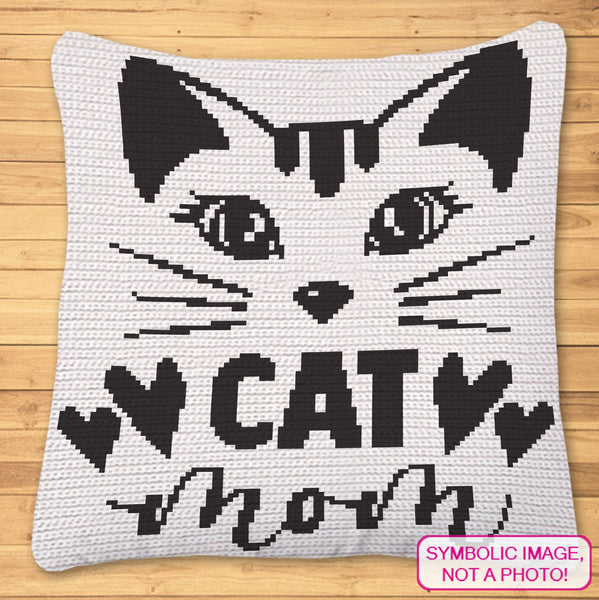Crochet Cat Pattern - Cat Mom Crochet BUNDLE - Crochet Cat Pillow and Cat Afghan with Written Instructions.