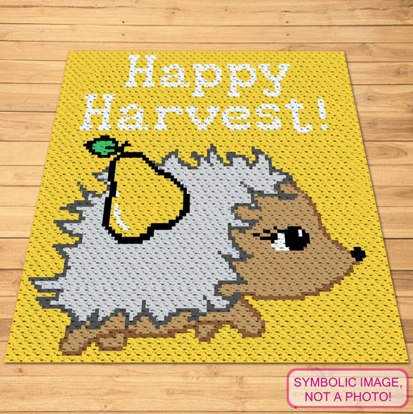 Happy Harvest Hedgehog Crochet Pattern - C2C Graphgan Pattern