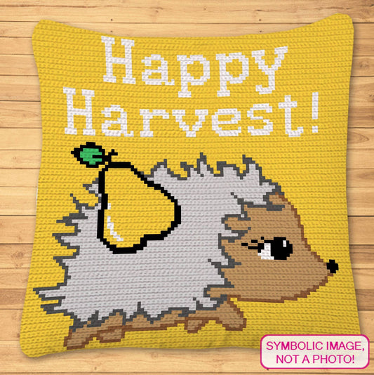 Happy Harvest Hedgehog Crochet Pattern -Tapestry Crochet Blanket Pattern, Crochet Pillow Pattern