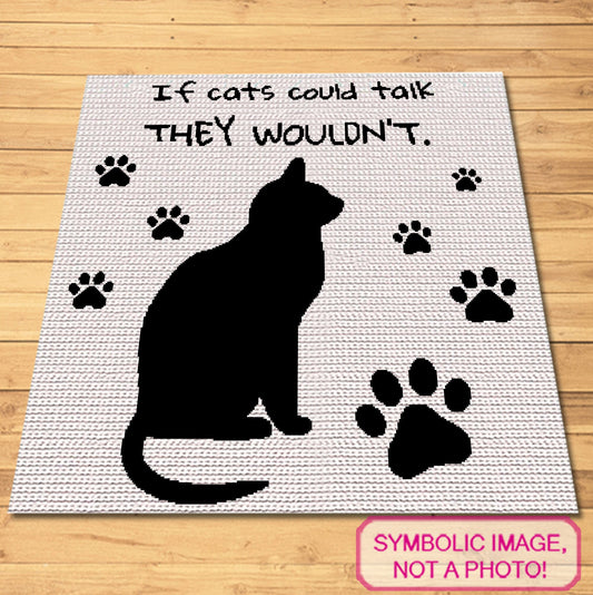 Crochet Cat Afghan Pattern, If Cats Could Talk Crochet Graphgan Pattern
