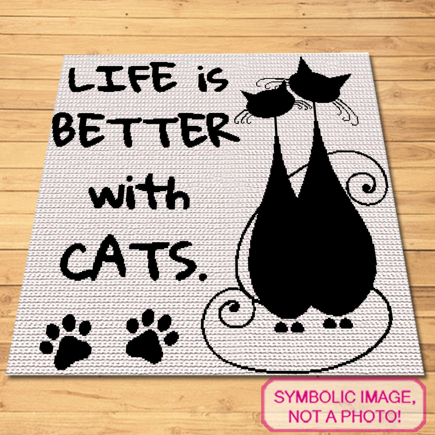 Tapestry Crochet Cat Pattern - Life is Better with Cats