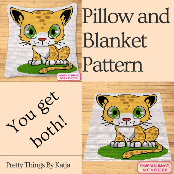 Leopard Crochet Pattern - Tapestry Crochet Blanket and Crochet Pillow Pattern