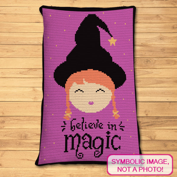 Crochet Witch Pattern - Believe in Magic, Halloween Crochet Blanket