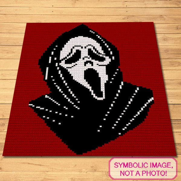 Horror Crochet Pattern, Ghostface Crochet Halloween Blanket, Crochet Pillow Pattern