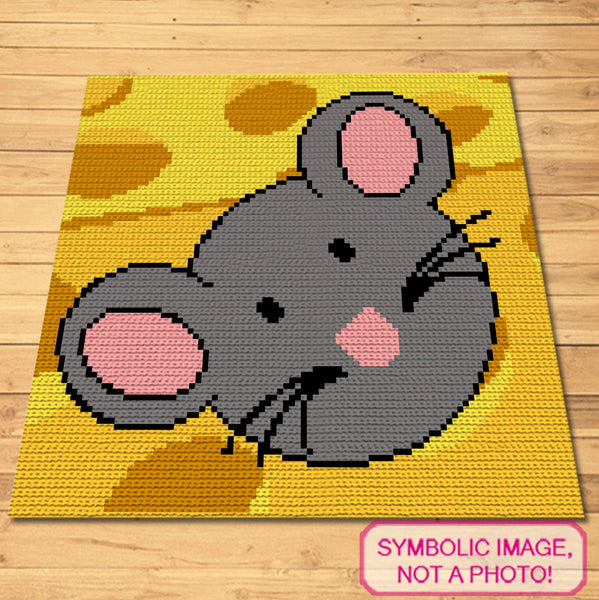 Mouse in a Cheese Crochet BUNDLE: C2C Mouse Blanket, Crochet Pillow Pattern