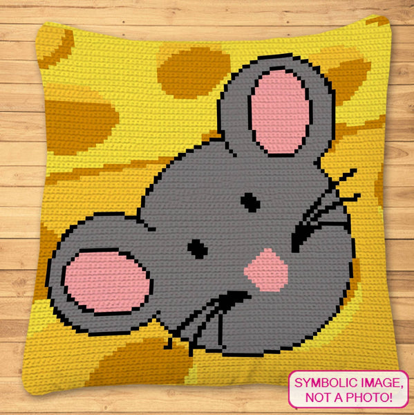 Mouse in a Cheese Pattern - Tapestry Crochet Blanket Pattern, Crochet Pillow Pattern