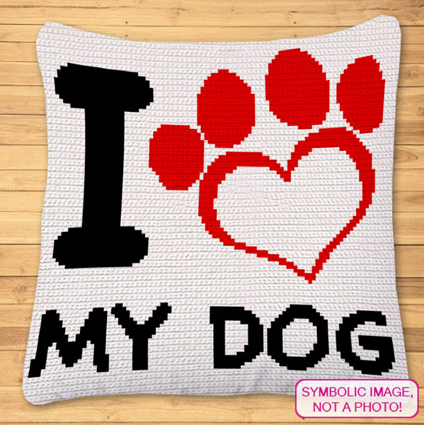 I love my Dog Crochet Pattern - Tapestry Crochet Blanket Pattern, Crochet Pillow Pattern