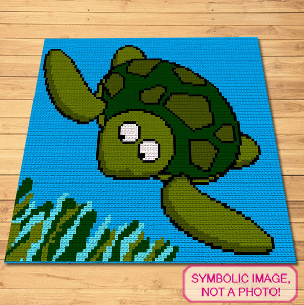 Crochet Turtle Pattern - Tapestry Crochet Blanket Pattern, Crochet Pillow Pattern