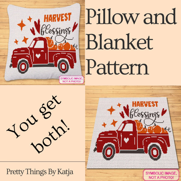 Thanksgiving Crochet Blanket and Pillow Pattern - Harvest Blessings
