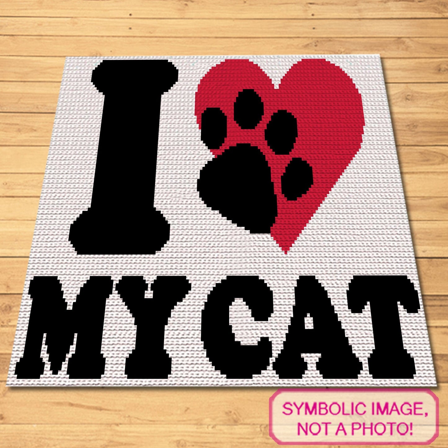 I Heart my Cat - Crochet Cat Pillow Pattern, Crochet Cat Blanket Pattern