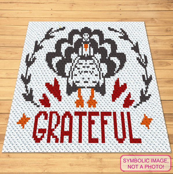 Grateful Turkey Crochet BUNDLE: C2C Thanksgiving Crochet Pattern, Crochet Pillow Pattern