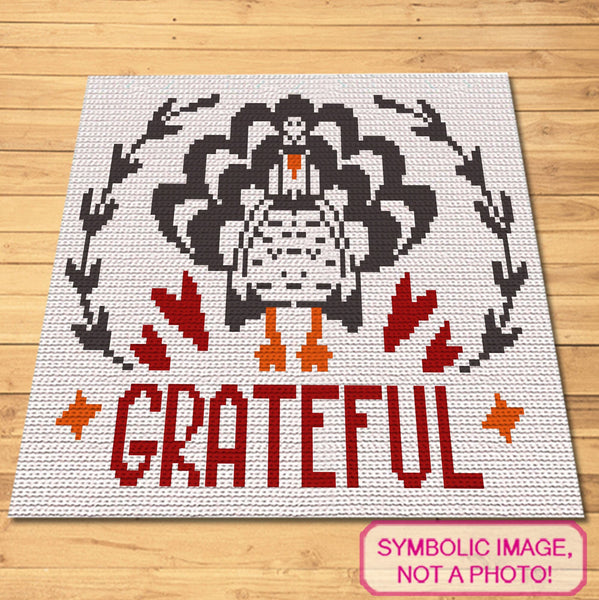 Grateful Turkey, Thanksgiving Crochet Blanket Pattern, Crochet Pillow Pattern