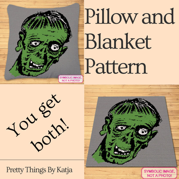 Crochet Zombie Halloween Crochet Blanket, Halloween Pillow Pattern