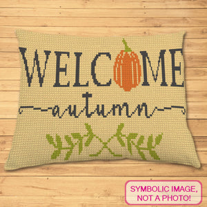 Welcome Autumn Crochet Pillow Pattern - Tapestry Crochet Pattern with Written Instructions