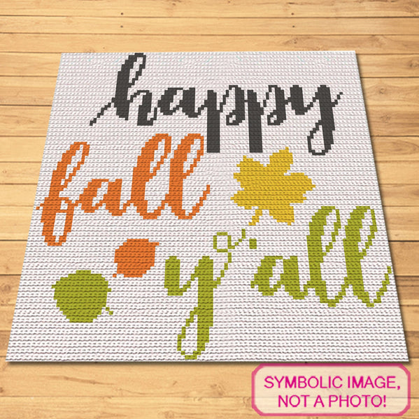 Happy Fall Y'all - Fall Crochet Blanket Pattern, Fall Pillow Pattern