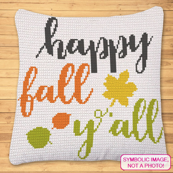 Happy Fall Y'all - Fall Crochet Blanket Pattern, Fall Pillow Pattern