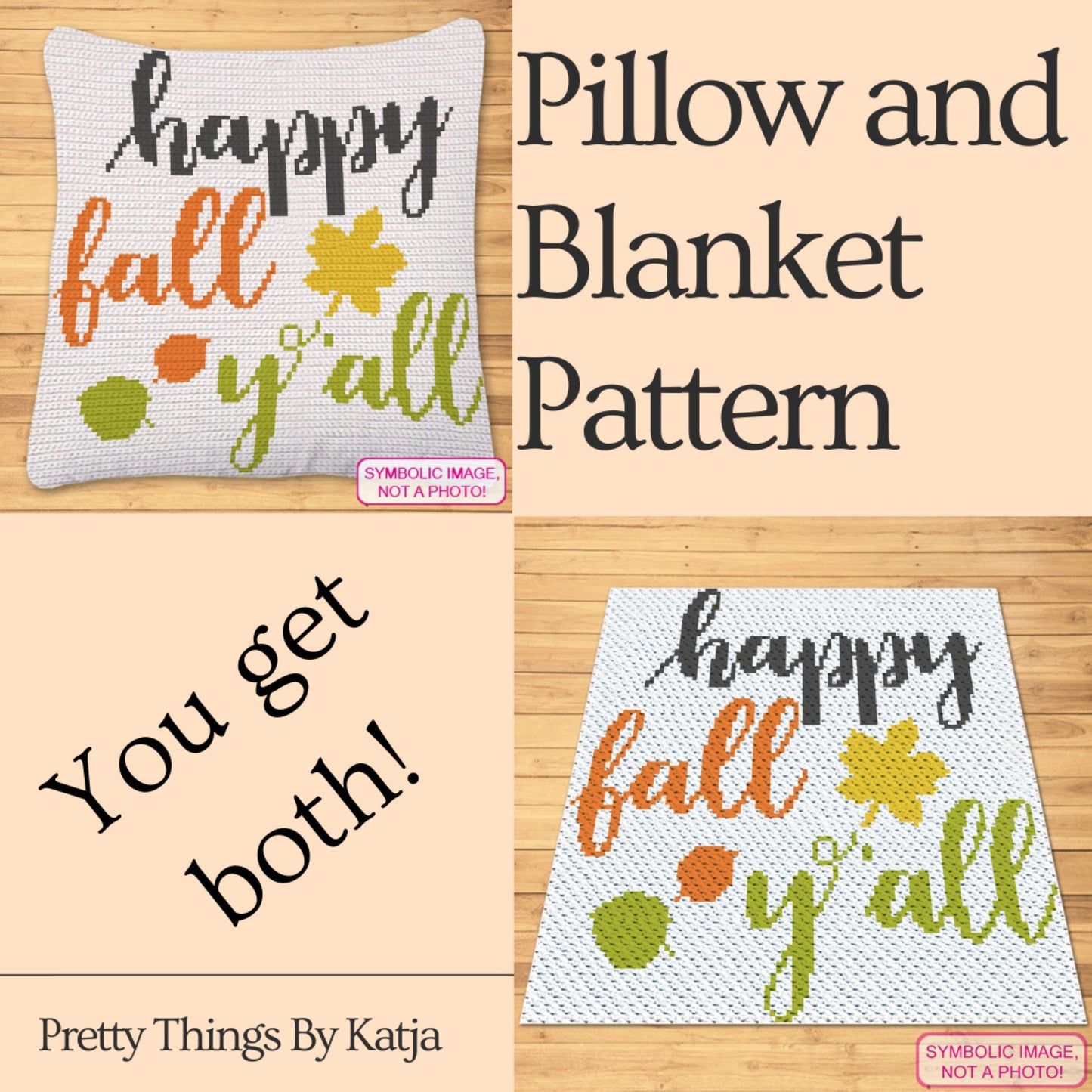 Happy Fall Y'all - Fall Crochet Blanket Pattern, Fall Pillow Pattern