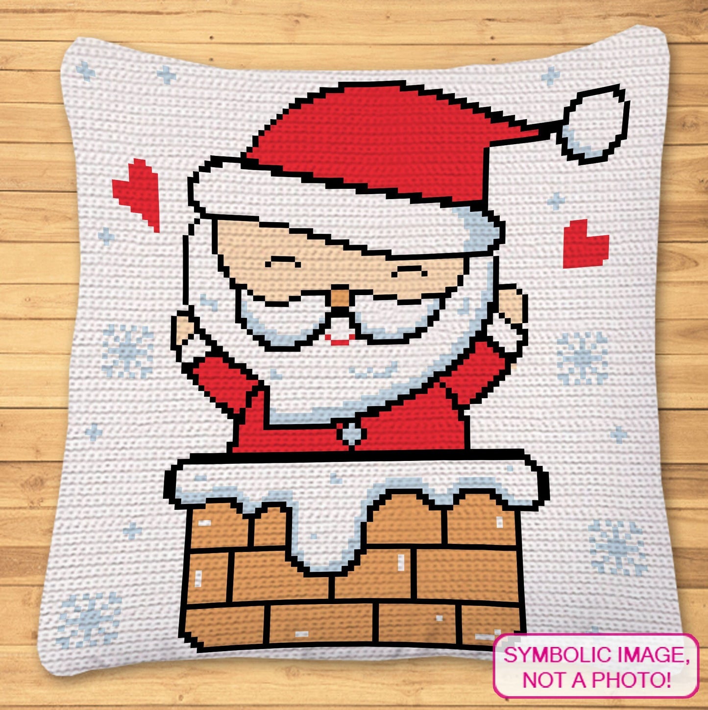 Christmas Crochet Santa Pattern, Tapestry Crochet Pillow Pattern, Crochet Santa Claus Blanket