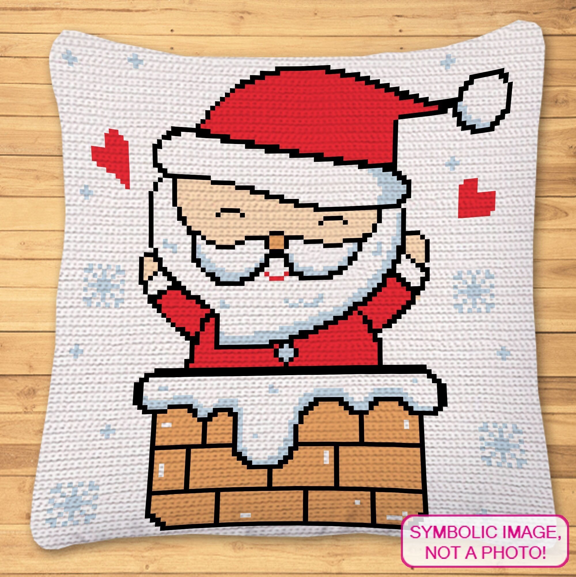 Christmas Crochet Santa Pattern, Tapestry Crochet Pillow Pattern, Crochet Santa Claus Blanket