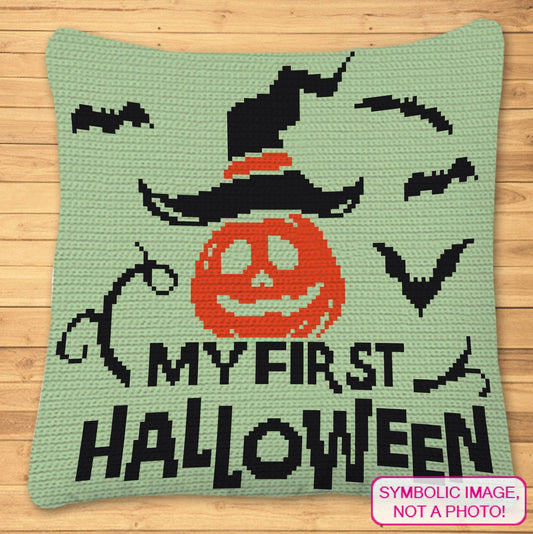 My First Halloween - Tapestry Crochet Graphgan Pattern, Halloween Crochet Pillow