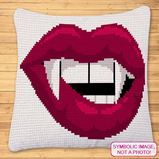 Crochet Vampire Pattern - Tapestry Crochet Blanket Pattern, Halloween Crochet Pillow