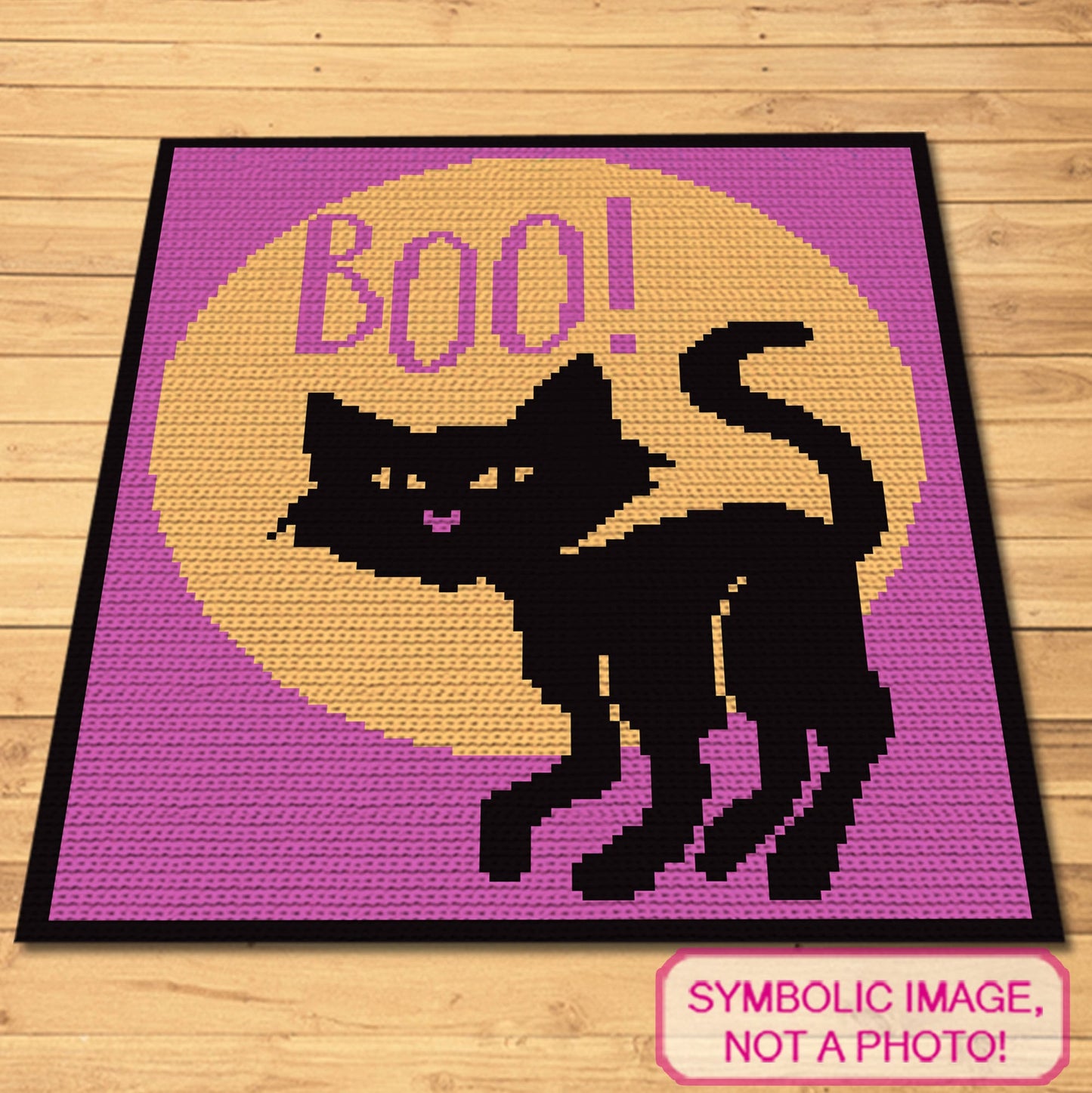 Boo Crochet Halloween Cat, Halloween Crochet Blanket, Crochet Decorative Pillow