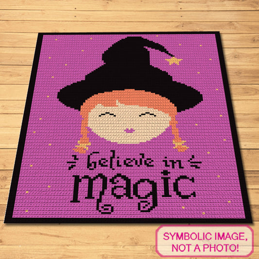 Crochet Witch Pattern - Believe in Magic, Halloween Crochet Blanket